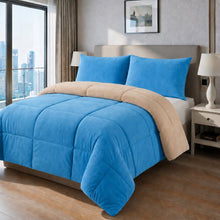Cargar imagen en el visor de la galería, Edredón Premium Doble Faz Piel de Durazno 💎 Azul Agua Beige