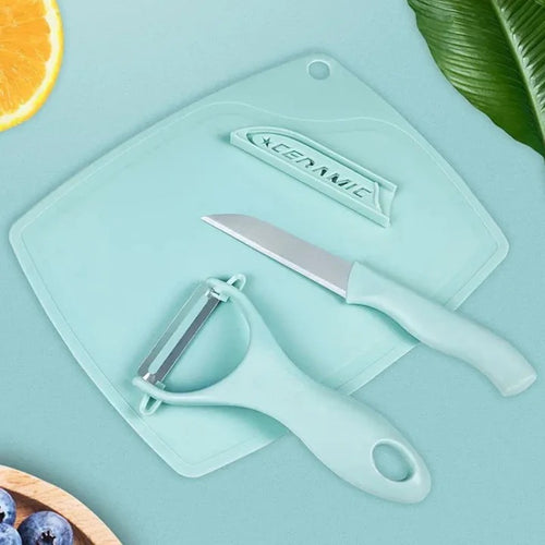 🍴 Set de Cocina IGS-18 – Cuchillo, pelador y tabla para picar, todo en uno