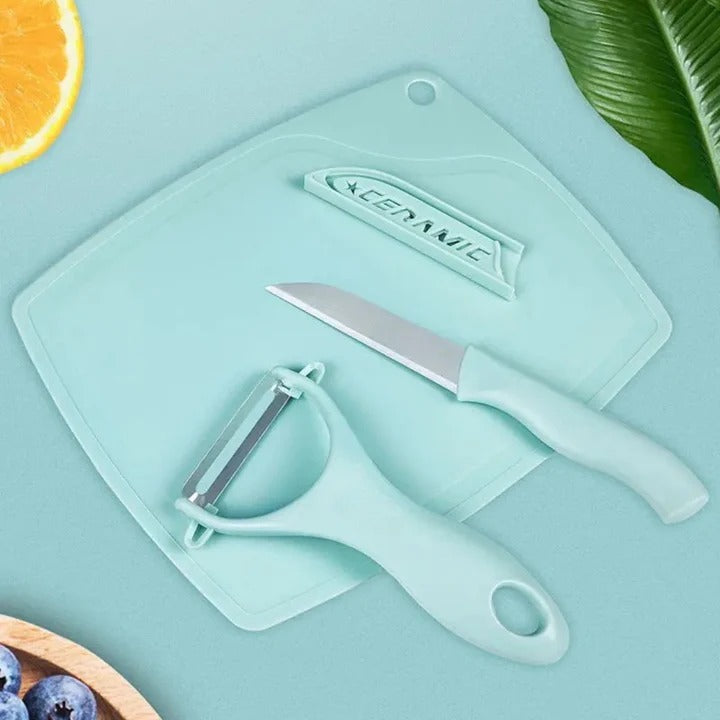 🍴 Set de Cocina IGS-18 – Cuchillo, pelador y tabla para picar, todo en uno