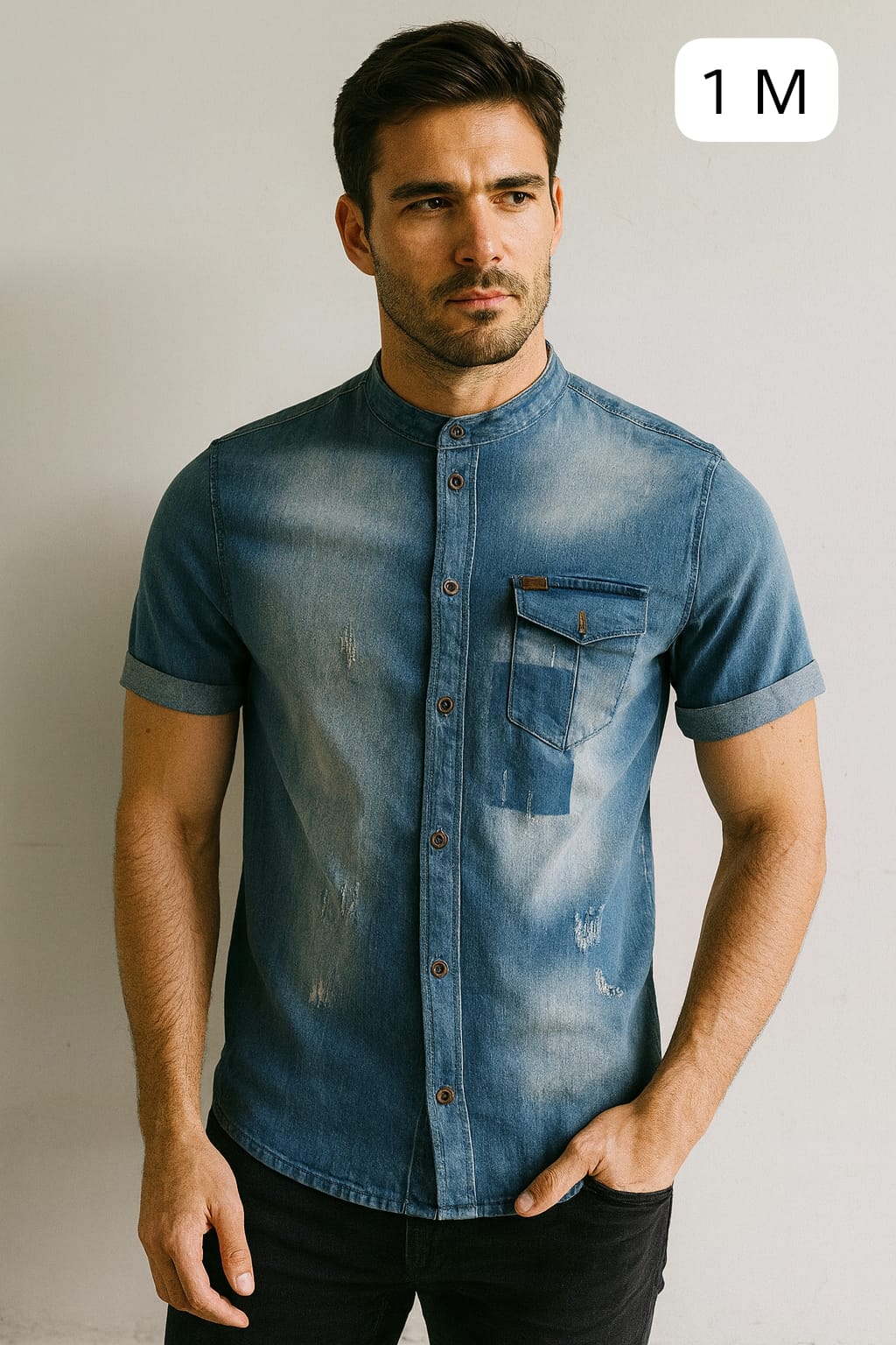 Camisa Denim Azul para Hombre – Talla M | Remate Única Unidad
