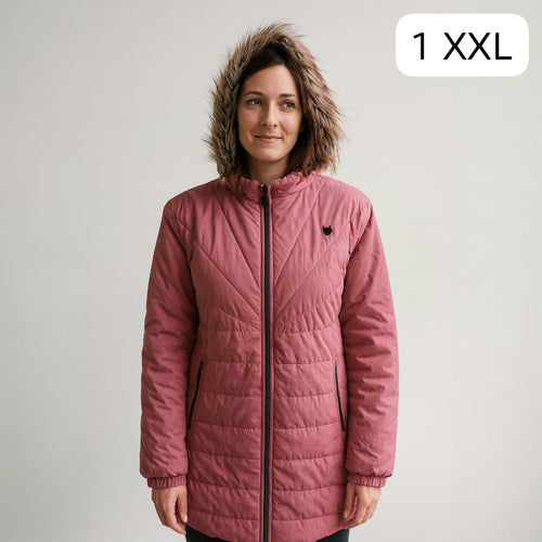 Chaqueta Acolchada Rosa con Capucha de Peluche – Talla XXL | Remate Única Unidad