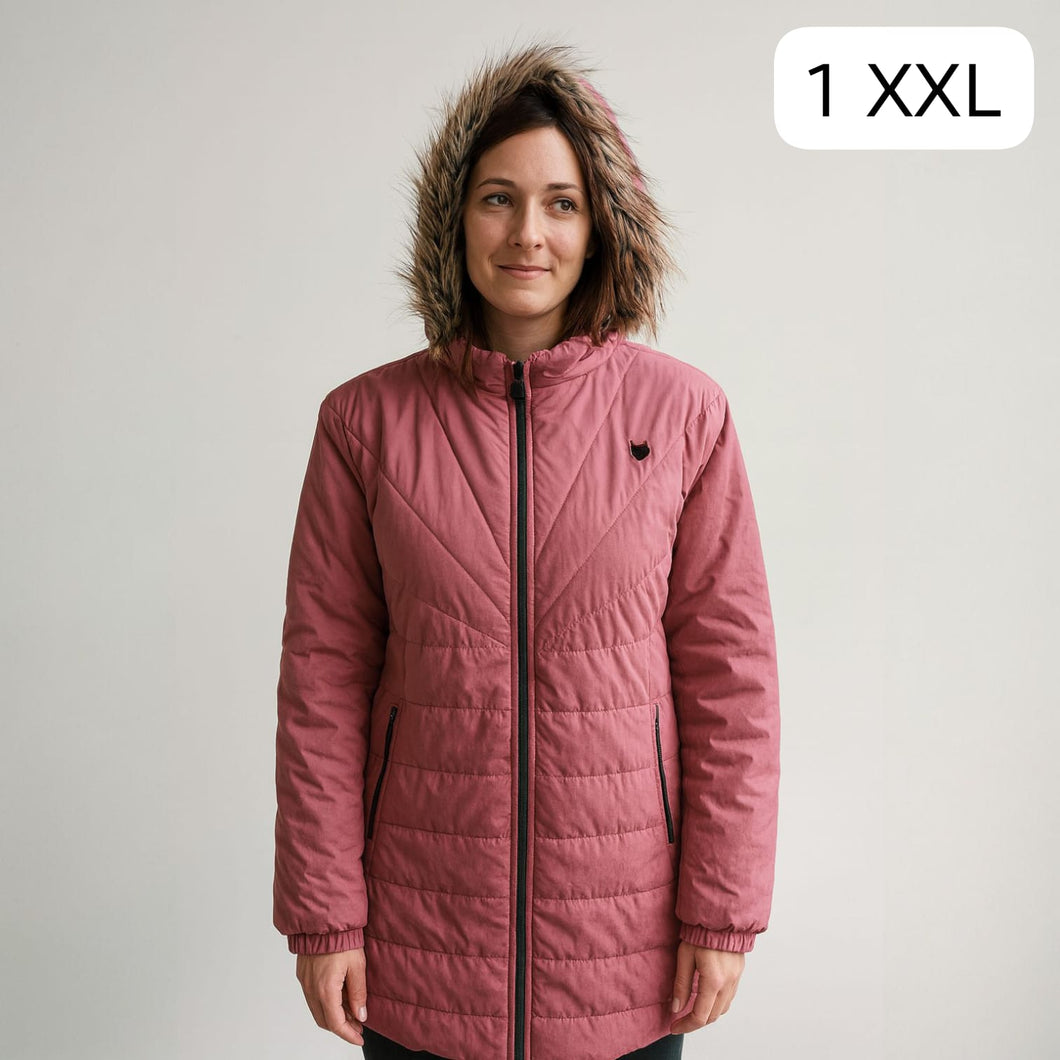 Chaqueta Acolchada Rosa con Capucha de Peluche – Talla XXL | Remate Única Unidad