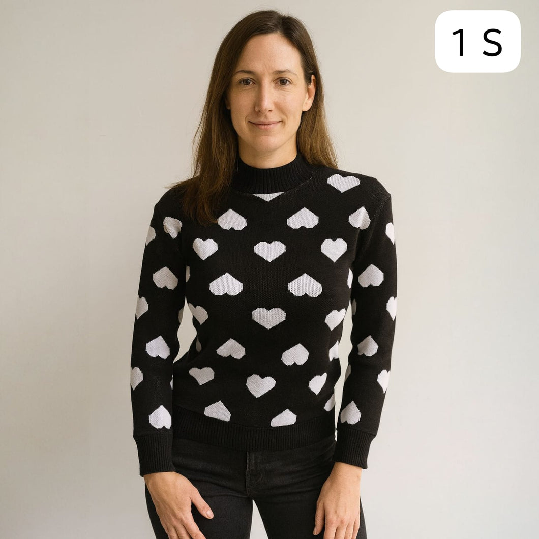 Buzo Cuello Medio Negro y Blanco para Mujer – Talla S | Remate Única Unidad