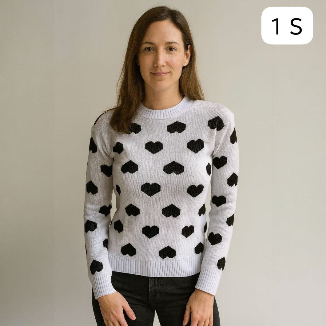 Buzo Cuello Medio Blanco y Negro para Mujer – Talla S | Remate Única Unidad