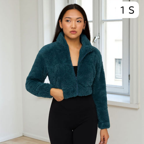 Buzo Peluche Turquesa para Mujer – Talla S | Remate Única Unidad