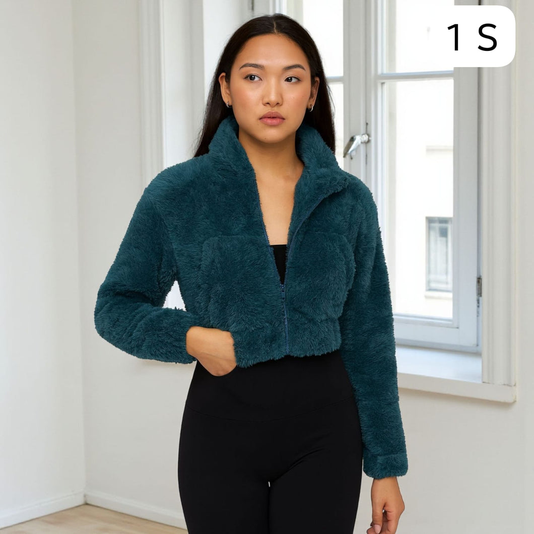 Buzo Peluche Turquesa para Mujer – Talla S | Remate Única Unidad