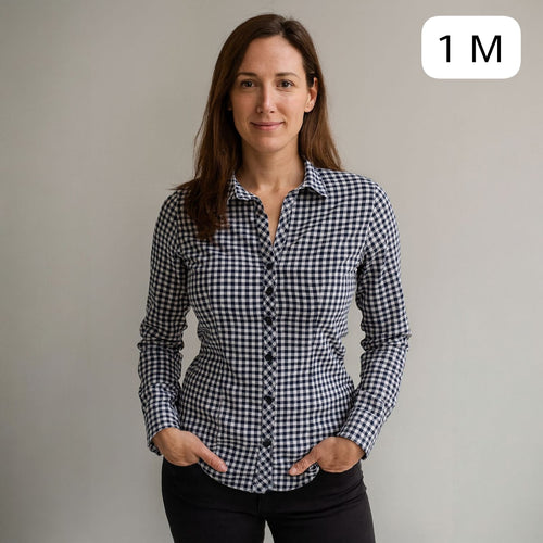 Camisa Cuadros Blanco y Negro para Mujer – Talla M | Remate Única Unidad