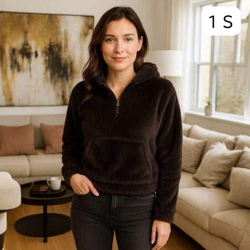 Buzo Peluche Negro para Mujer – Talla S | Remate Única Unidad