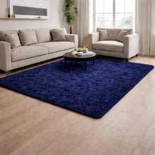 Cargar imagen en el visor de la galería, Tapete de Pelo Largo Premium – Suave y Elegante para Sala o Habitación Azul Oscuro