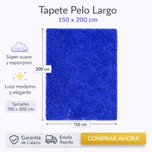 Cargar imagen en el visor de la galería, Tapete de Pelo Largo Premium – Suave y Elegante para Sala o Habitación Azul Rey