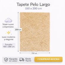 Cargar imagen en el visor de la galería, Tapete de Pelo Largo Premium – Suave y Elegante para Sala o Habitación Beige