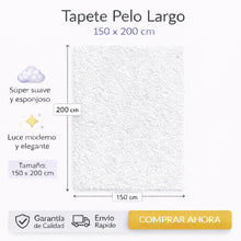 Cargar imagen en el visor de la galería, Tapete de Pelo Largo Premium – Suave y Elegante para Sala o Habitación Blanco