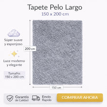 Cargar imagen en el visor de la galería, Tapete de Pelo Largo Premium – Suave y Elegante para Sala o Habitación Gris