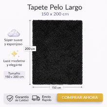 Cargar imagen en el visor de la galería, Tapete de Pelo Largo Premium – Suave y Elegante para Sala o Habitación Negro