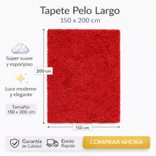 Cargar imagen en el visor de la galería, Tapete de Pelo Largo Premium – Suave y Elegante para Sala o Habitación Rojo