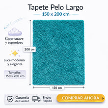 Cargar imagen en el visor de la galería, Tapete de Pelo Largo Premium – Suave y Elegante para Sala o Habitación Turquesa