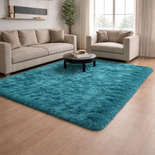 Cargar imagen en el visor de la galería, Tapete de Pelo Largo Premium – Suave y Elegante para Sala o Habitación Turquesa
