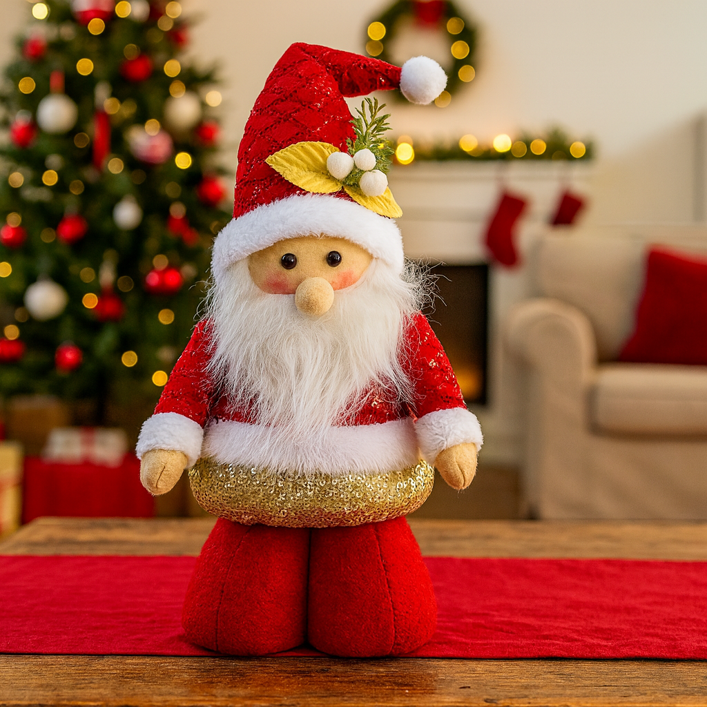 🎄 Papá Noel de Piernas Extensibles 35 – 50 cm – Brillo, Alegría y Espíritu Navideño