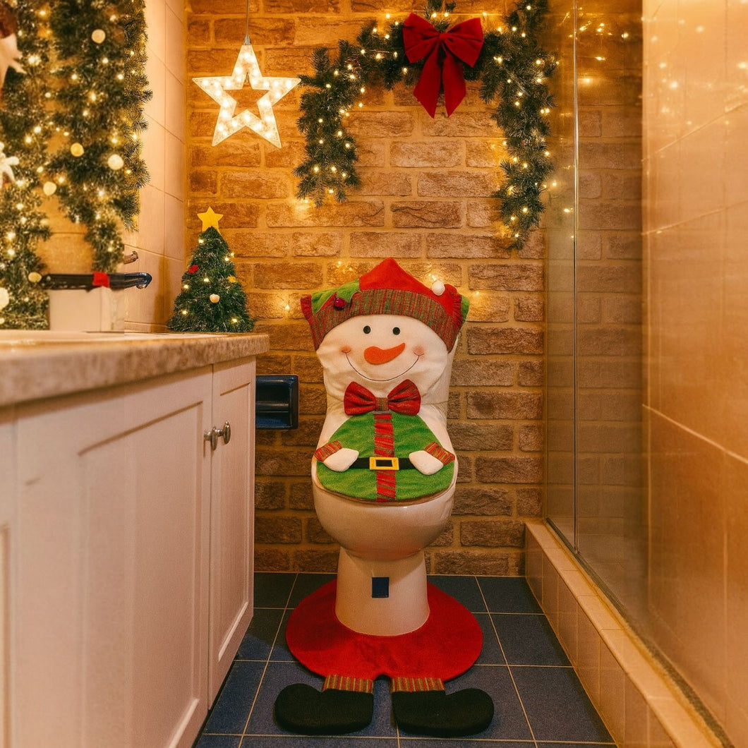 Juego de Baño Navideño Hombre de Nieve