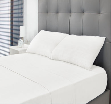 Juego de Sábanas de 420 Hilos 100% Algodón Paquistaní Blanco - Obsequio Almohada Grande Tipo Hotelera